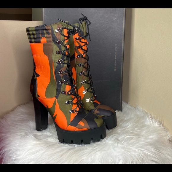 Orange Army Fatigue Heel Boots | Poshmark